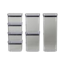 Kit 7 Potes Hermetico Mantimentos Alimento Cozinha Quadrado Organizador Dispensa Kit 7 Potes Hermetico Mantimentos Alimento Cozinha Quadrado Organizador Dispensa