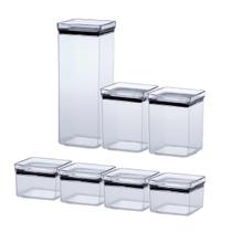 Kit 7 potes Hermético Organizador Quadrado Lumini 2128 Para