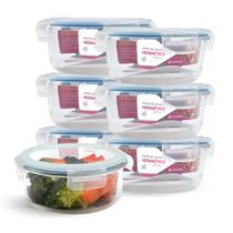Kit 7 Potes Hermético Redondo De Vidro Com Tampa 620ml