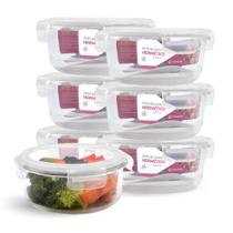 Kit 7 Potes Hermético Redondo De Vidro Com Tampa 620ml