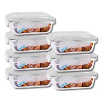 Kit 7 Potes Hermetico Vidro Liso 1040ml Grande Marmitas Frutas