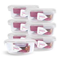 Kit 7 Potes Hermético Vidro Redondo Grande Salada Fit 950ml Kit 7 Potes Hermético Vidro Redondo Grande Salada Fit 950ml