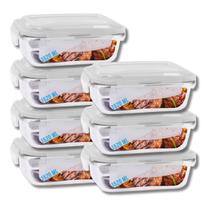 Kit 7 Potes Herméticos de Vidro 1520ML c/ Tampa 4 Travas Assados