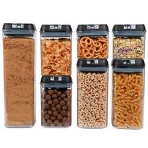 Kit 7 Potes Herméticos Empilháveis Com Tampa De Pressão Vedação Em Silicone Livre De Bpa Organizadores De Alimentos - House Organizer