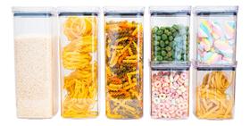 Kit 7 Potes Herméticos Mantimentos Quadrado Cozinha Tampa Kit 7 Potes Herméticos Mantimentos Quadrado Cozinha Tampa