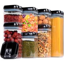 Kit 7 Potes Herméticos Vidro Tampa Plástica Mantimentos