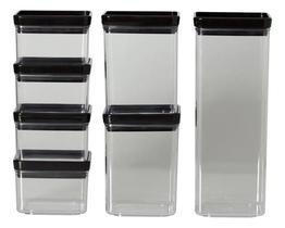 Kit 7 Potes Mantimentos Alimento Hermético Quadrado Acrílico Kit 7 Potes Mantimentos Alimento Hermético Quadrado Acrílico