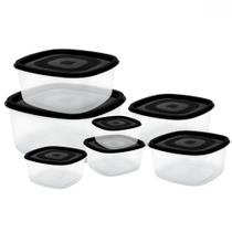 Kit 7 Potes Plástico Marmitas Vasilhas Porta Alimentos Cozinha Organização Resistente Altas e Baixas Temperaturas