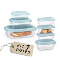 Kit 7 potes retangular armazenamento para alimentos
