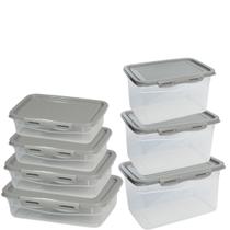 Kit 7 Potes Tamanhos Variados Cinza Kit 7 Potes Tamanhos Variados Cinza