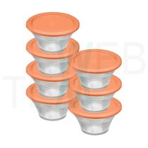 Kit 7 Potes Tigela Saladeira de Vidro com Tampa Venezza Espiral 1,5L Vitazza: Para Servir e Organização de Cozinha e Geladeira Opção Sustentável