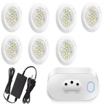 Kit 7 Power Led 5w 3000k Abs Branco + Fonte + Tomada Wifi