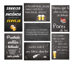 Kit 7 Quadros Cerveja Boteco Bebidas Chopperia Bar 20x28cm
