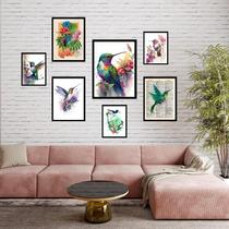 Kit 7 Quadros Decorativos Beija-flores - com vidro