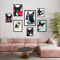 Kit 7 Quadros Decorativos Bulldogs - com vidro