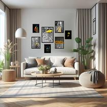 Kit 7 quadros Decorativos Cores & Black - com vidro