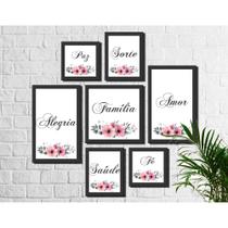 Kit 7 Quadros Decorativos Família Amor Alegria