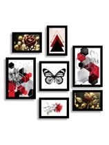Kit 7 Quadros Decorativos Flores Vermelhas Abstrato MDF 60x70 Kit 7 Quadros Decorativos Flores Vermelhas Abstrato MDF 60x70