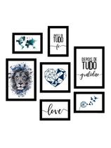 kit 7 Quadros Decorativos Leão Religioso Frases Amor Fé kit 7 Quadros Decorativos Leão Religioso Frases Amor Fé