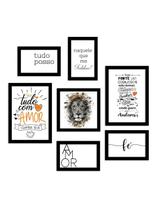 kit 7 Quadros Decorativos Leão Religioso Frases Biblicas Motivacionais Amor kit 7 Quadros Decorativos Leão Religioso Frases Biblicas Motivacionais Amor