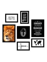 kit 7 Quadros Decorativos Leão Religioso Frases Biblicas Motivacionais kit 7 Quadros Decorativos Leão Religioso Frases Biblicas Motivacionais