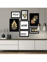 Kit 7 Quadros Decorativos Placas Abstrato Dourado Revolucionário Kit 7 Quadros Decorativos Placas Abstrato Dourado Revolucionário