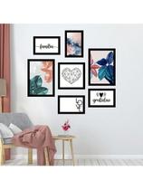 Kit 7 Quadros Decorativos Placas Abstrato Gratidão Plantas Kit 7 Quadros Decorativos Placas Abstrato Gratidão Plantas