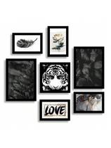 Kit 7 Quadros Decorativos Placas Black Marmore Love Kit 7 Quadros Decorativos Placas Black Marmore Love