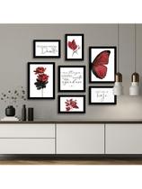 Kit 7 Quadros Decorativos Placas Frases Motivacionais Borboleta Vermelha Kit 7 Quadros Decorativos Placas Frases Motivacionais Borboleta Vermelha