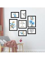 Kit 7 Quadros Decorativos Placas Frases Motivacionais Flor Coração Kit 7 Quadros Decorativos Placas Frases Motivacionais Flor Coração