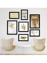 Kit 7 Quadros Decorativos Placas Girassol Luxo Dourados Kit 7 Quadros Decorativos Placas Girassol Luxo Dourados