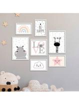 Kit 7 Quadros Decorativos Placas Infantil Love Be Happy Kit 7 Quadros Decorativos Placas Infantil Love Be Happy