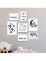 Kit 7 Quadros Decorativos Placas Infantil Nuvem Aquele Que Te Guarda