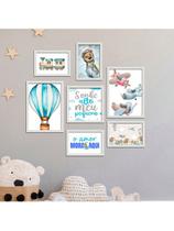 Kit 7 Quadros Decorativos Placas Infantil Sonhe Alto Meu Pequeno