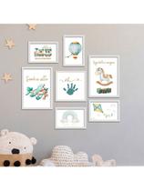 Kit 7 Quadros Decorativos Placas Infantil Sonhe Alto Seja Forte