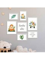 Kit 7 Quadros Decorativos Placas Infantil Sonhe Alto Seja Forte