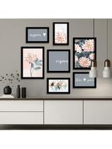 Kit 7 Quadros Decorativos Placas Inspira Respira Não Pira Floral