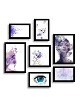 Kit 7 Quadros Decorativos Placas Lilás Lúdico Flores Kit 7 Quadros Decorativos Placas Lilás Lúdico Flores