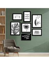 Kit 7 Quadros Decorativos Placas Preto e Branco Deus é Bom Kit 7 Quadros Decorativos Placas Preto e Branco Deus é Bom