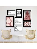 Kit 7 Quadros Decorativos Placas Rosa Abstrato Love Wens Kit 7 Quadros Decorativos Placas Rosa Abstrato Love Wens