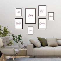 Kit 7 Quadros Decorativos Sentimentos - com vidro