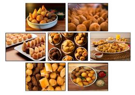 Kit 7 Quadros Salgado Kibe Coxinha Bolinha Queijo Lanchonete
