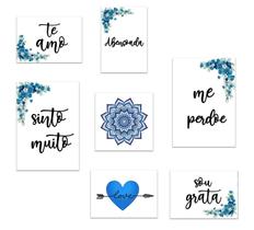 Kit 7 quadros sinto muito me perdoe hoponopono frases decoração