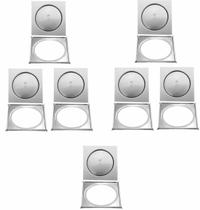 Kit 7 Ralo Click Inteligente Em Inox 10x10 Cm + Porta Ralo