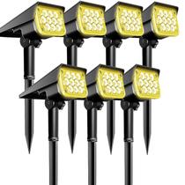 Kit 7 Refletor Ecoforce Solar 6 Leds Ambar Amarelo 10x Mais Forte Spot Jardim 18750 Á Prova De Água Luminária Sem Fio Liga Automaticamente