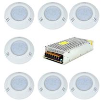 Kit 7 Refletor Hiper LED 16W Frente New + Fonte 10A Brustec Kit 7 Refletor Hiper LED 16W Frente New + Fonte 10A Brustec