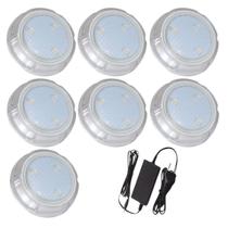 Kit 7 Refletor Hiper Led 6W Branco Policarbonato + Fonte 5A