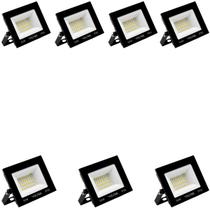 Kit 7 Refletor Led Volter Ip65 50w 6500k Preto 4000lm