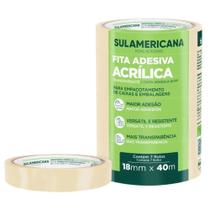 Kit 7 Rolos de Fita Adesiva Acrílica Transparente 18mm x 40m Alta Aderência Versátil Resistente - SulAmericana