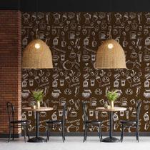 Kit 7 Rolos Papel De Parede Adesivo Marrom Coffee Shop 3,0M